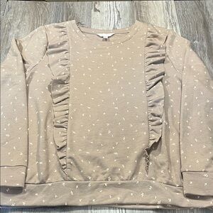 Lauren ConradTan Ruffle Sweatshirt with Floral Print sizes XXL